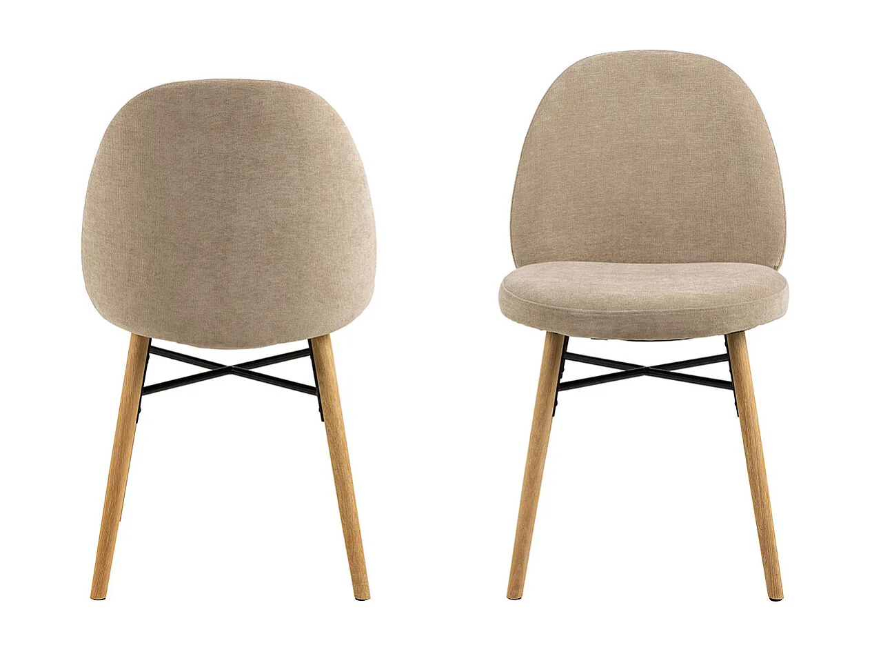 Sedia da pranzo Sophia in ciniglia beige.