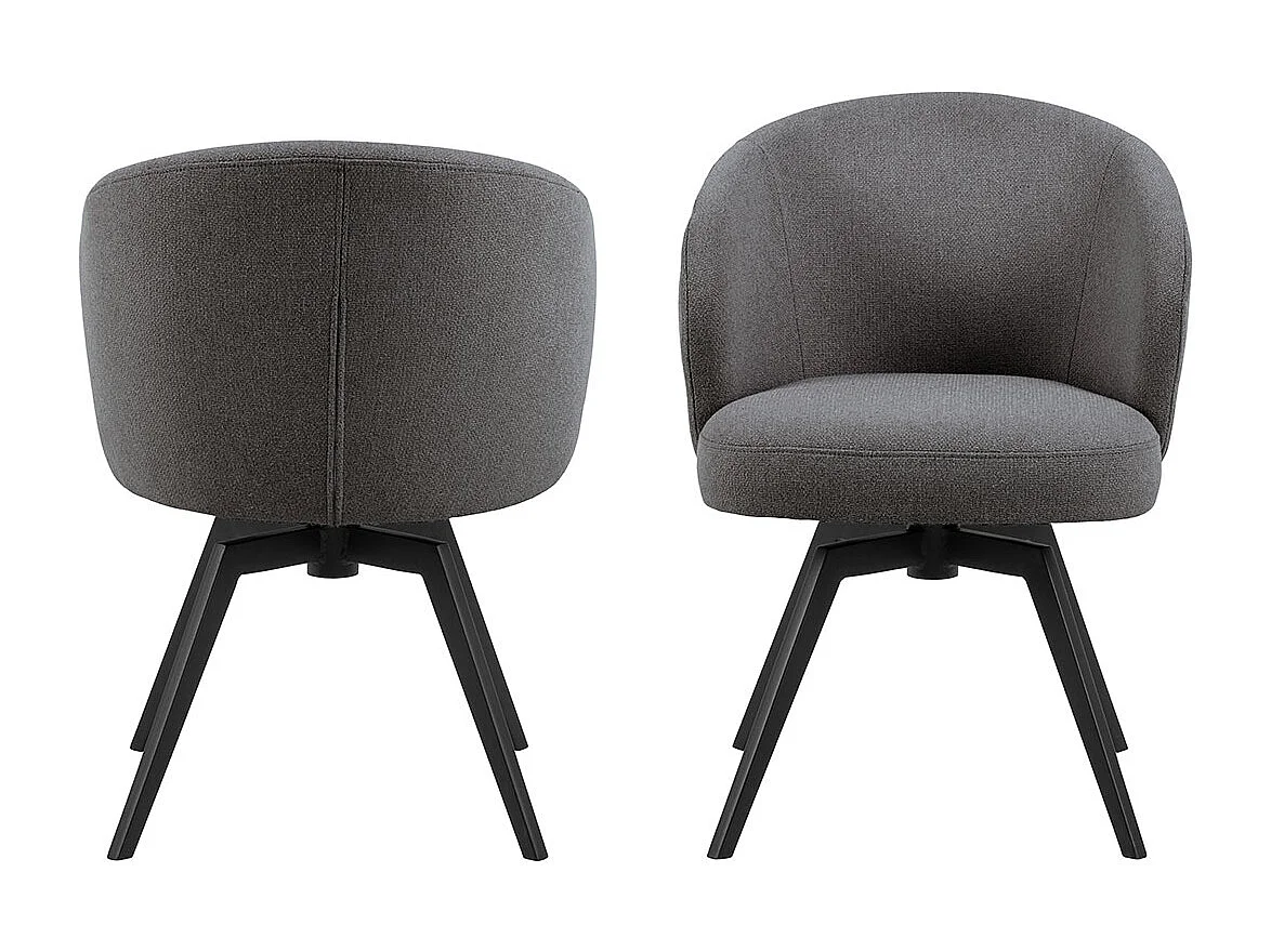 Sedia da pranzo Darlene con braccioli in tessuto grigio.