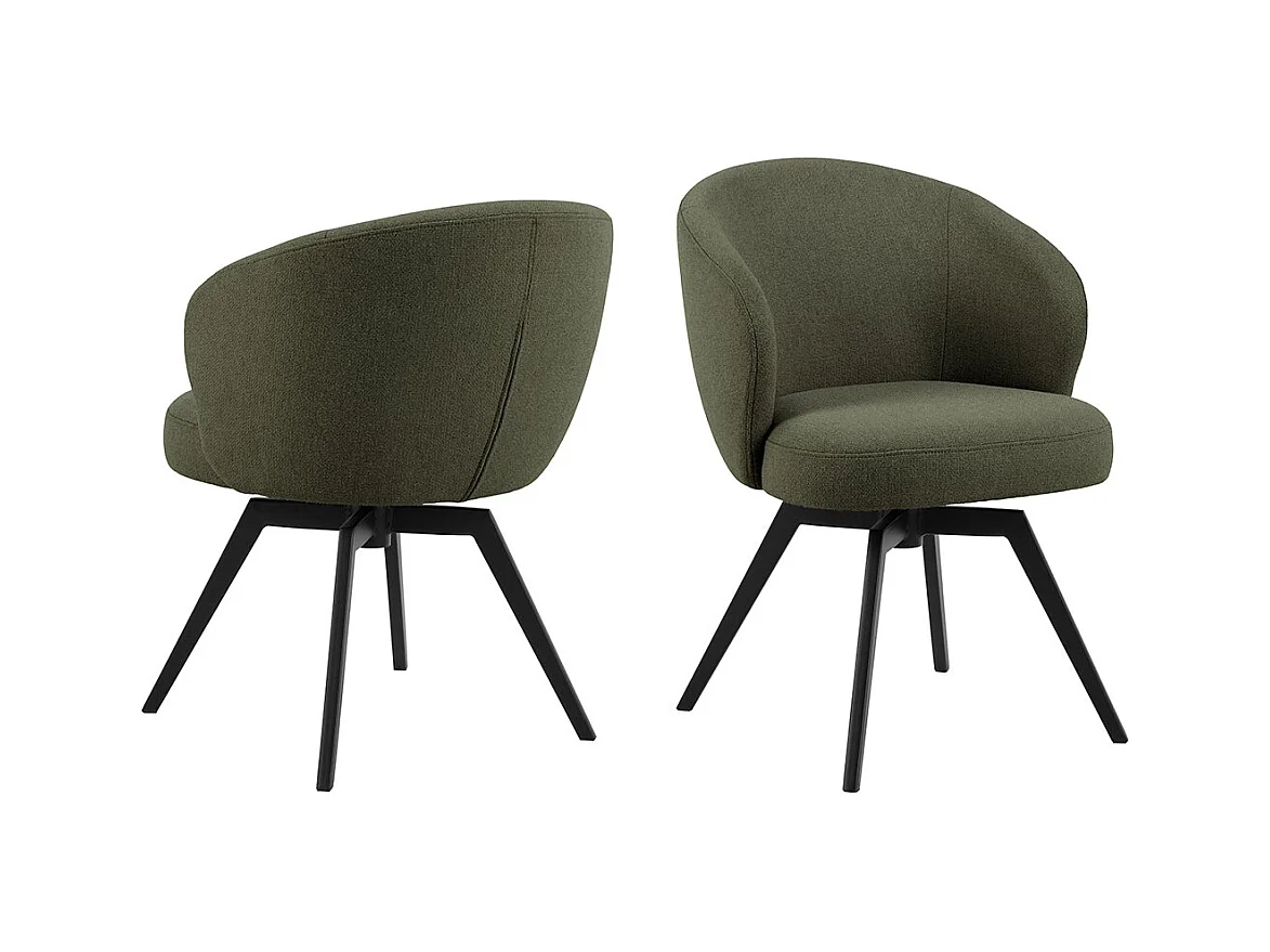 Darlene chaise de salle à manger avec accoudoirs tissu vert.