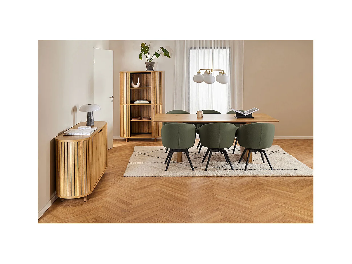 Darlene chaise de salle à manger avec accoudoirs tissu vert.