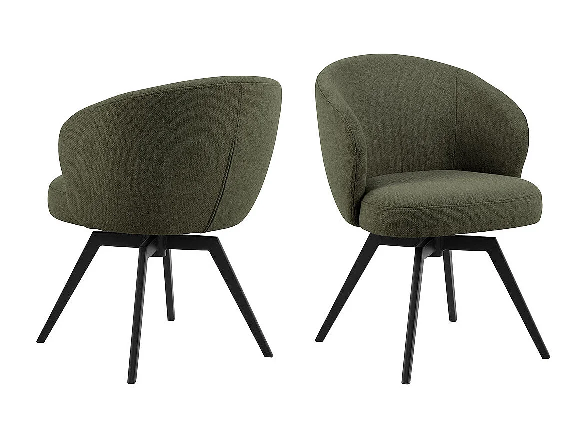 Darlene chaise de salle à manger avec accoudoirs tissu vert.