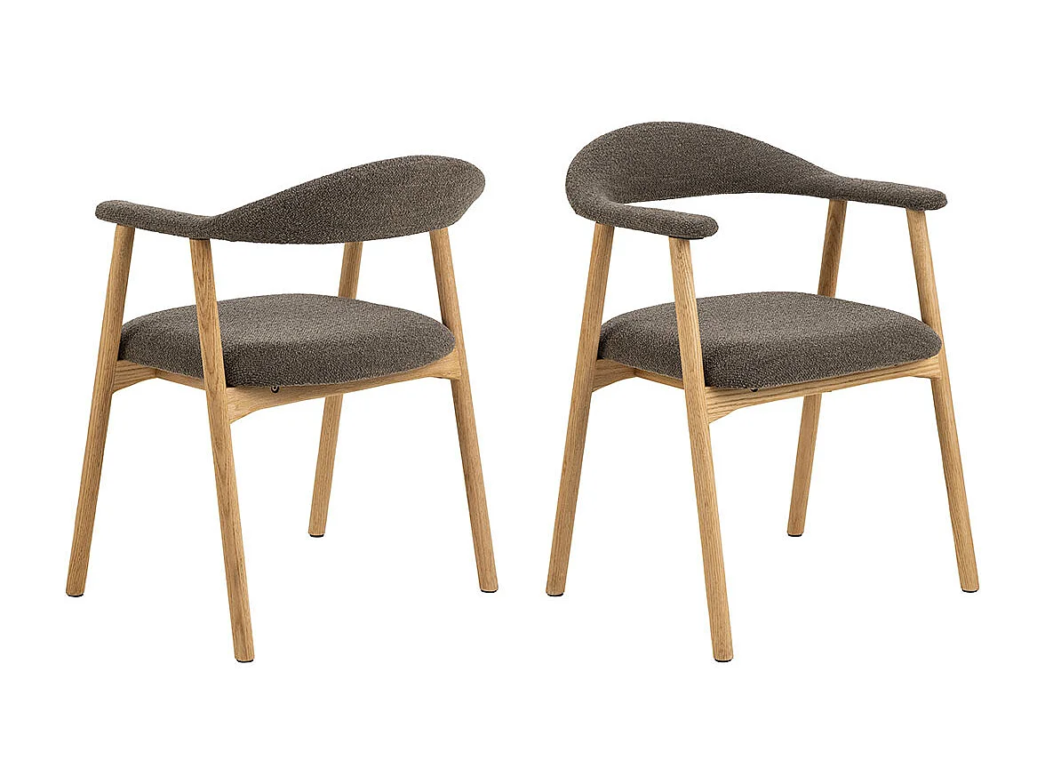 Aiden eetkamerstoel met armleuning bouclé grijs.