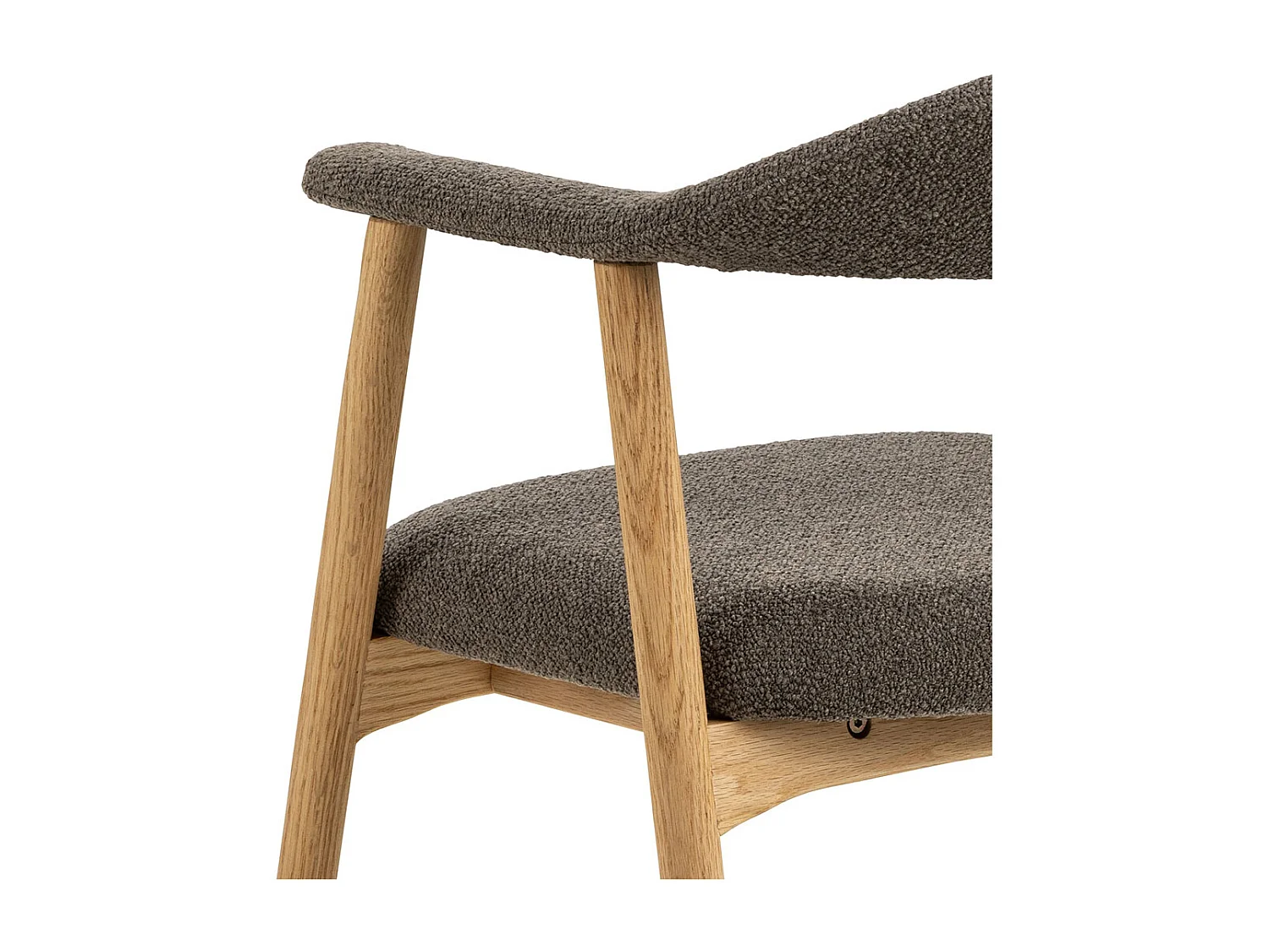Aiden eetkamerstoel met armleuning bouclé grijs.