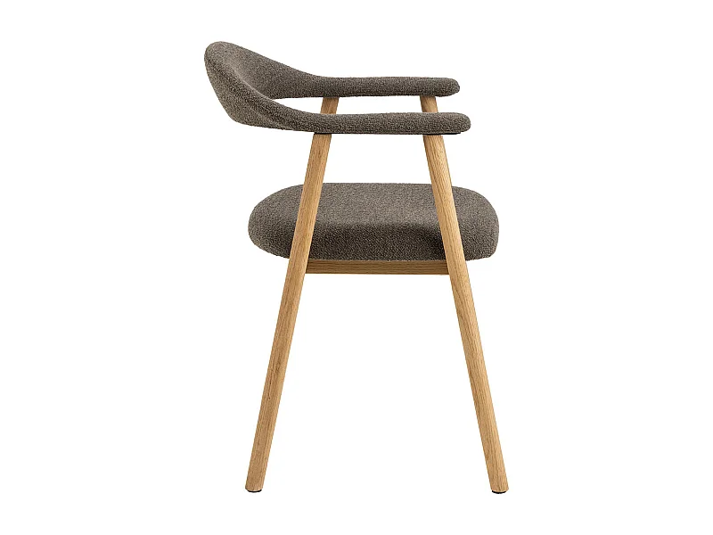 Aiden eetkamerstoel met armleuning bouclé grijs.