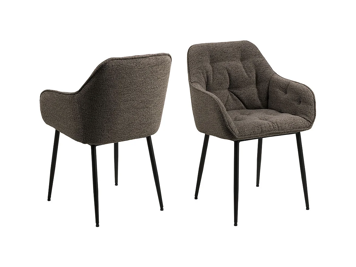 Brooke chaise de salle à manger avec accoudoirs bouclé gris.