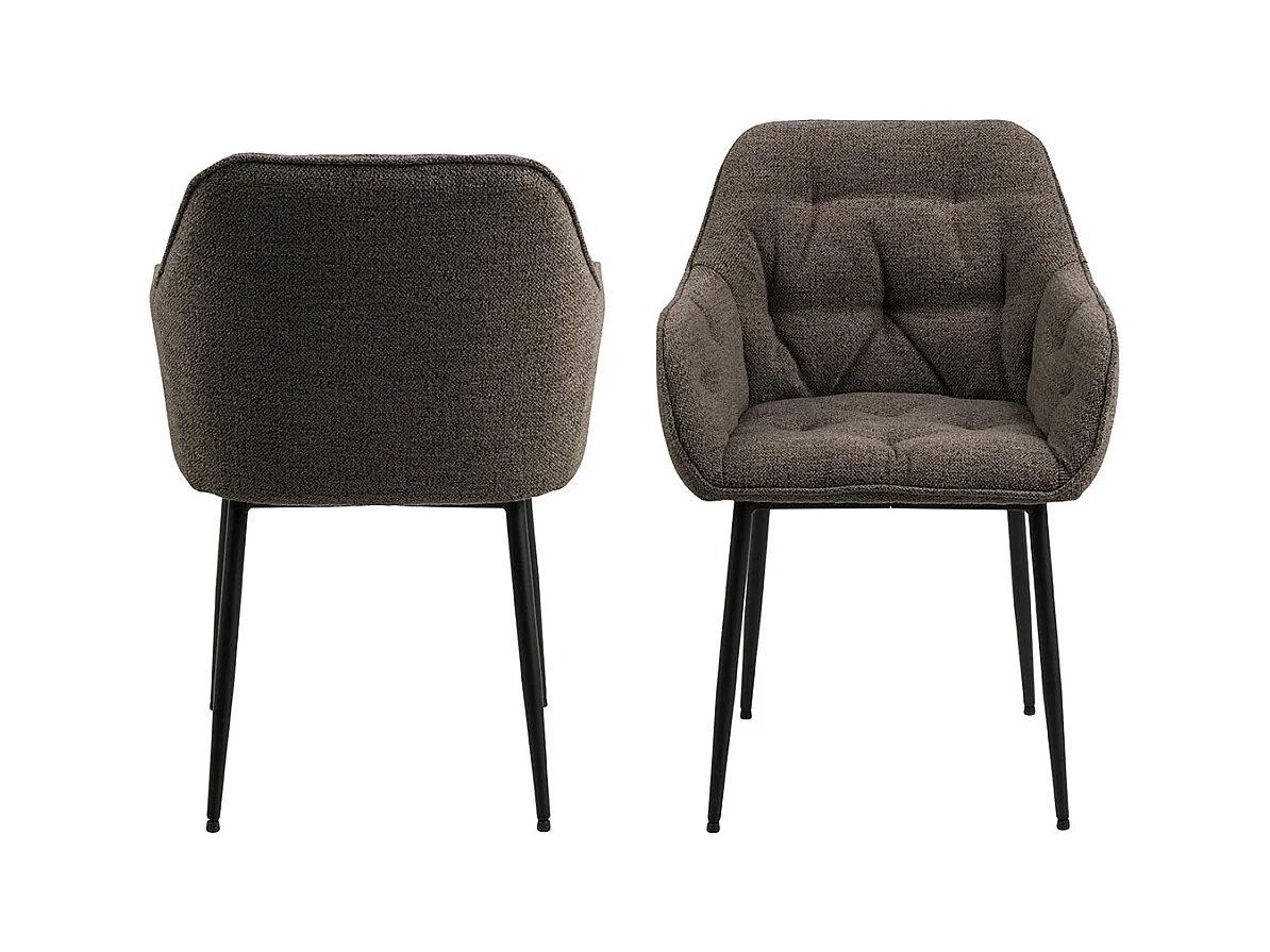 Brooke chaise de salle à manger avec accoudoirs bouclé gris.