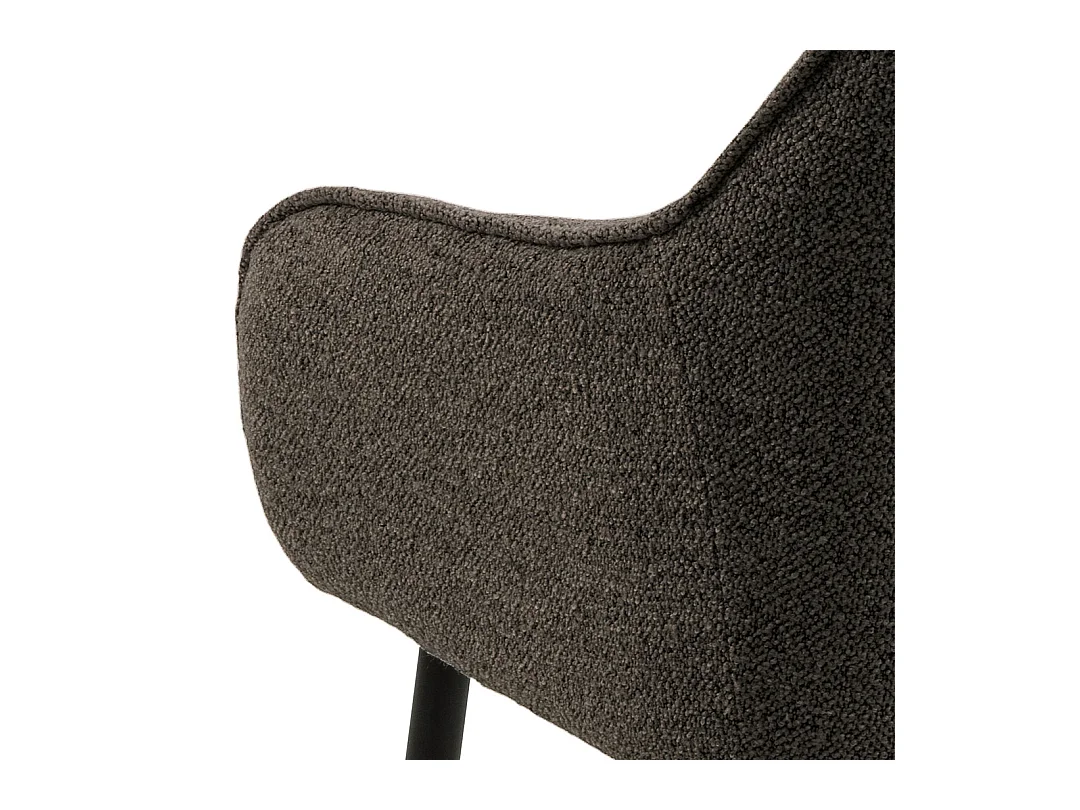 Brooke chaise de salle à manger avec accoudoirs bouclé gris.