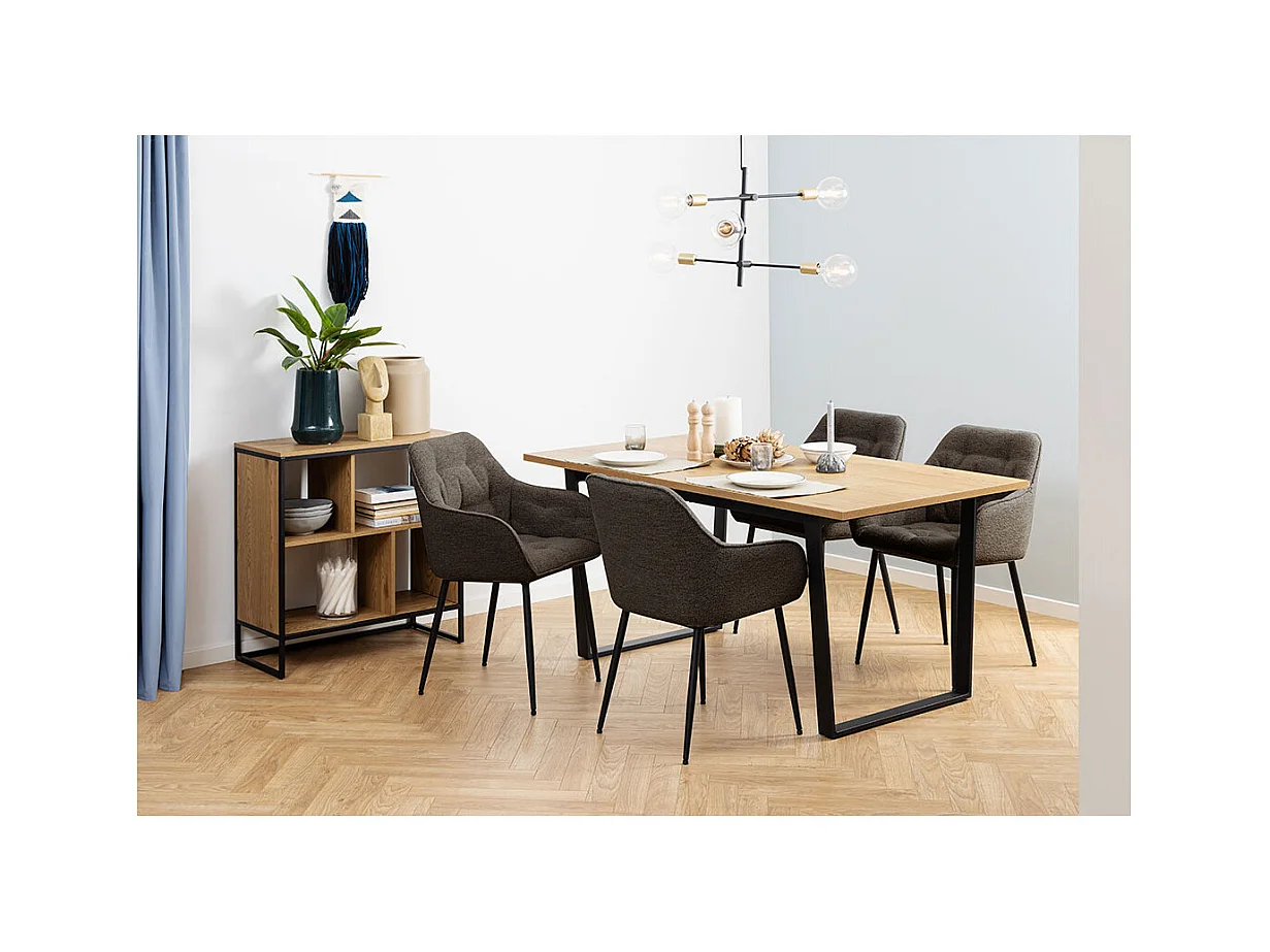 Brooke chaise de salle à manger avec accoudoirs bouclé gris.