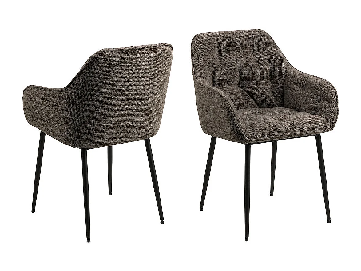 Solara eetkamerstoel met armleuning bouclé grijs.