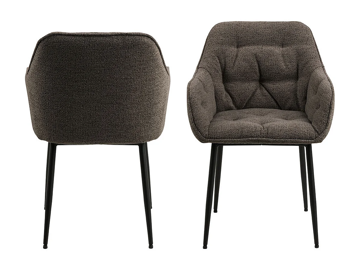 Solara eetkamerstoel met armleuning bouclé grijs.