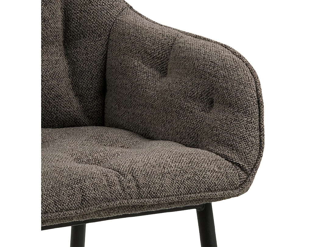 Solara eetkamerstoel met armleuning bouclé grijs.