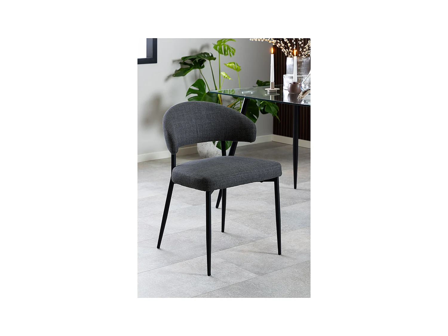 Edina chaise de salle à manger tissu gris.