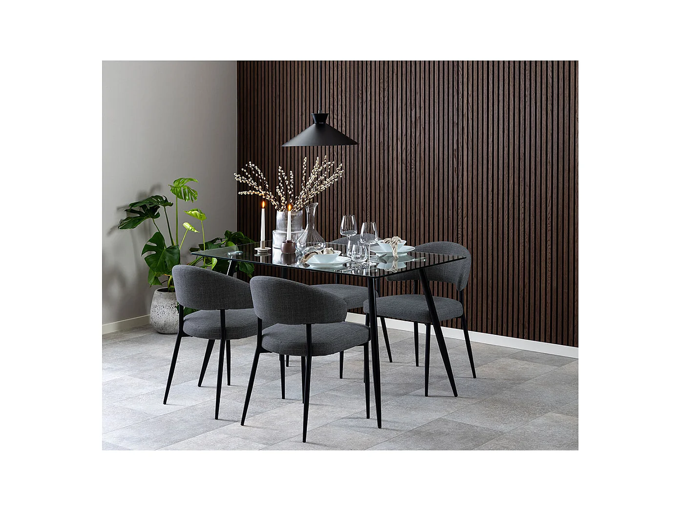 Edina chaise de salle à manger tissu gris.