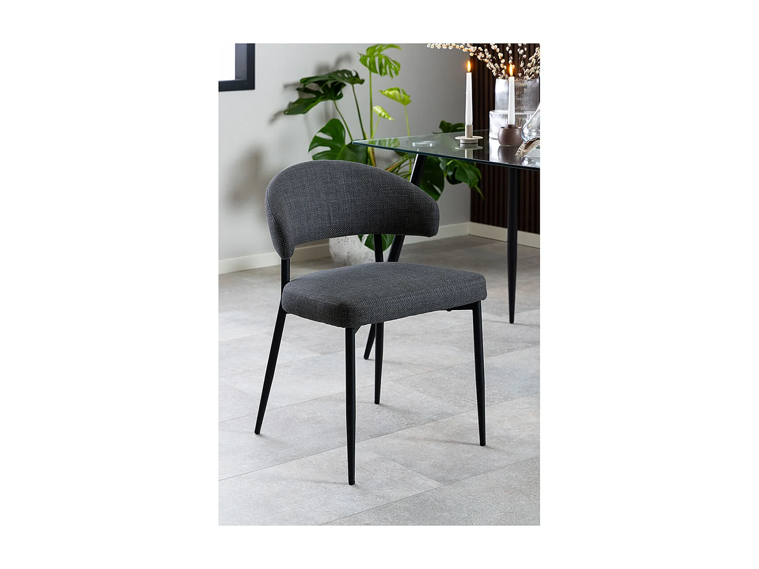 Edina chaise de salle à manger tissu gris.