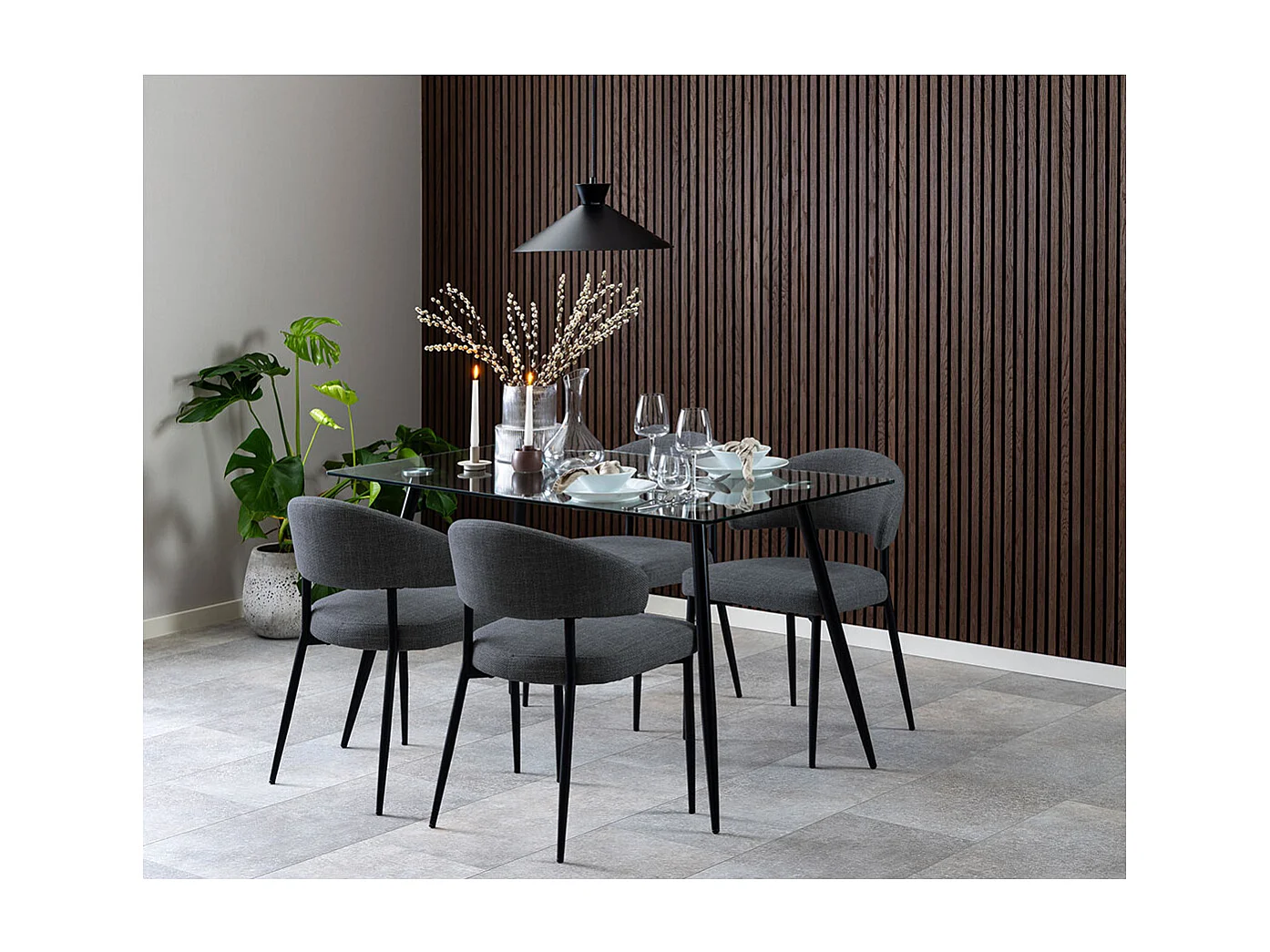 Edina chaise de salle à manger tissu gris.