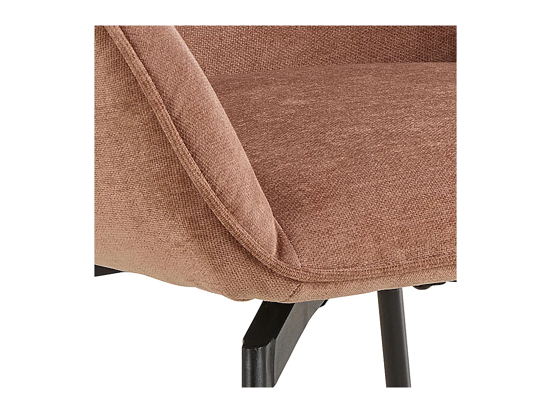 Clara chaise de salle à manger avec accoudoirs chenille marron.