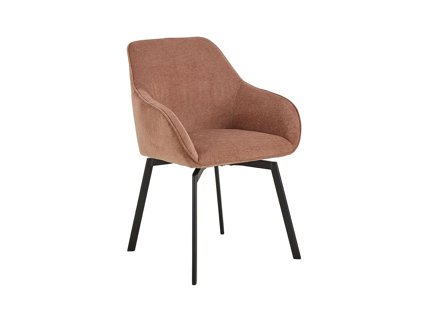 Clara chaise de salle à manger avec accoudoirs chenille marron.