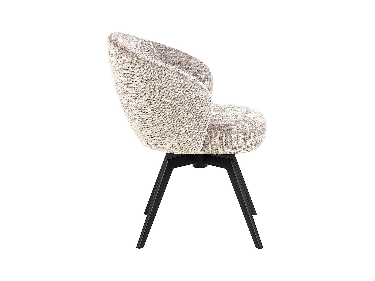 Sedia da pranzo Darlene con braccioli in ciniglia beige.