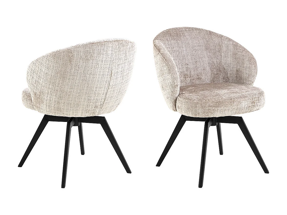 Darlene chaise de salle à manger avec accoudoirs chenille beige.