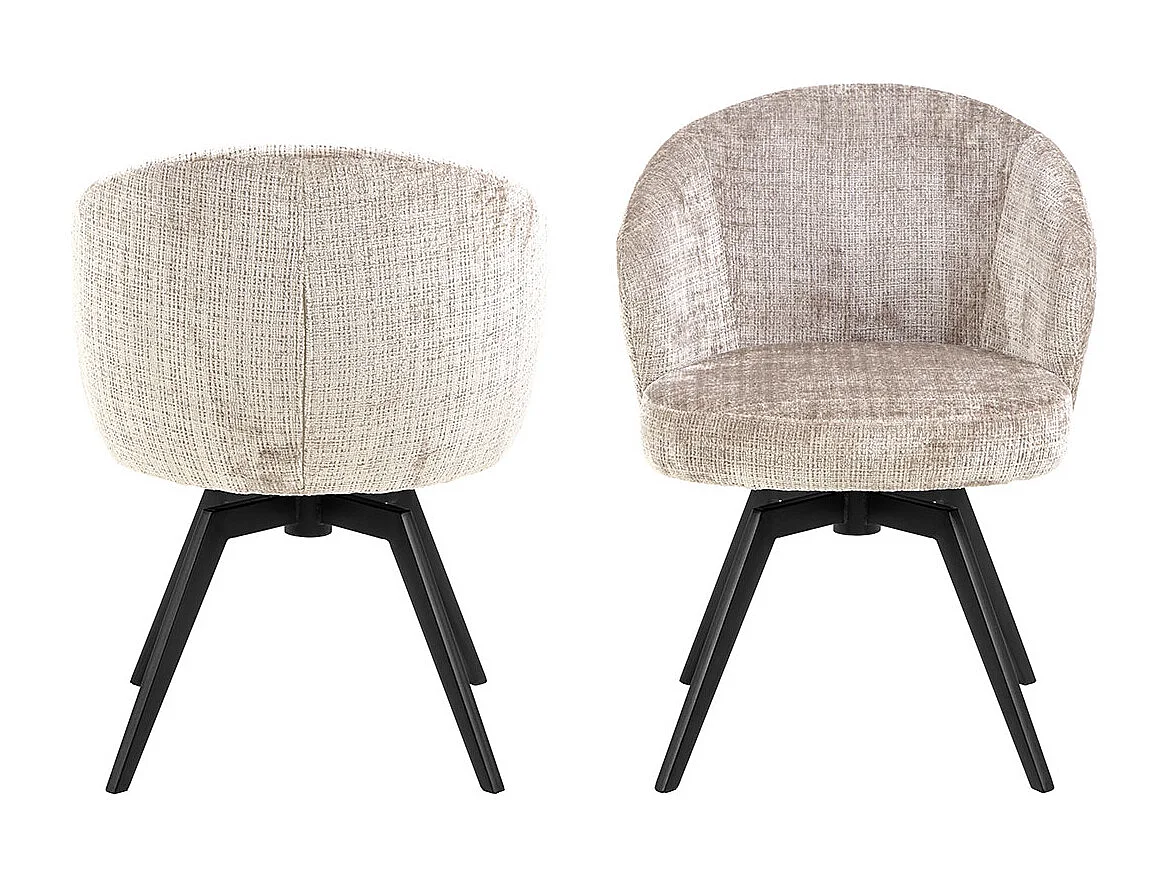 Darlene chaise de salle à manger avec accoudoirs chenille beige.