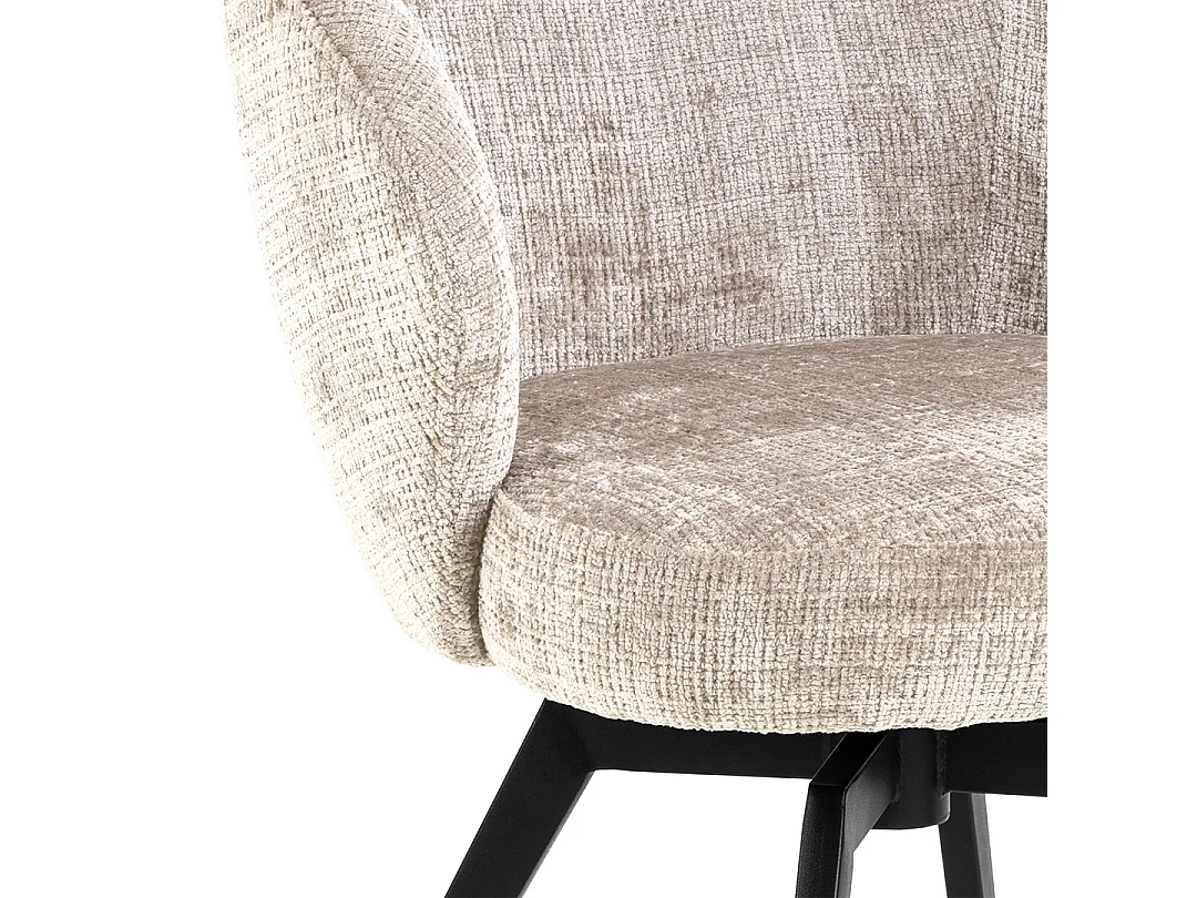 Darlene chaise de salle à manger avec accoudoirs chenille beige.