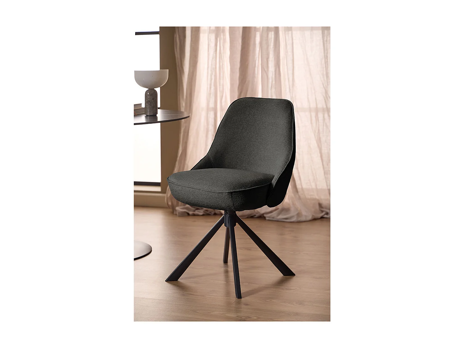 Carlton eetkamerstoel draaimogelijkheid donkergrijs.