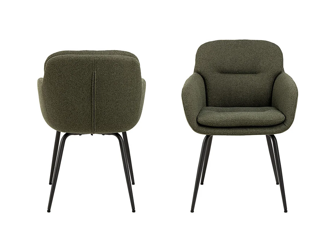 Dora chaise de salle à manger avec accoudoirs tissu vert.