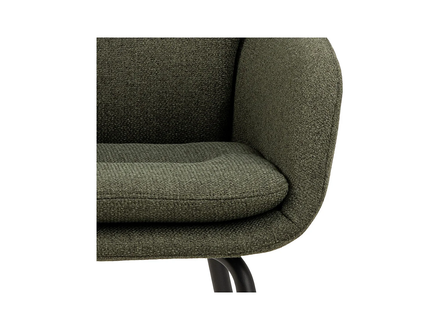 Dora chaise de salle à manger avec accoudoirs tissu vert.