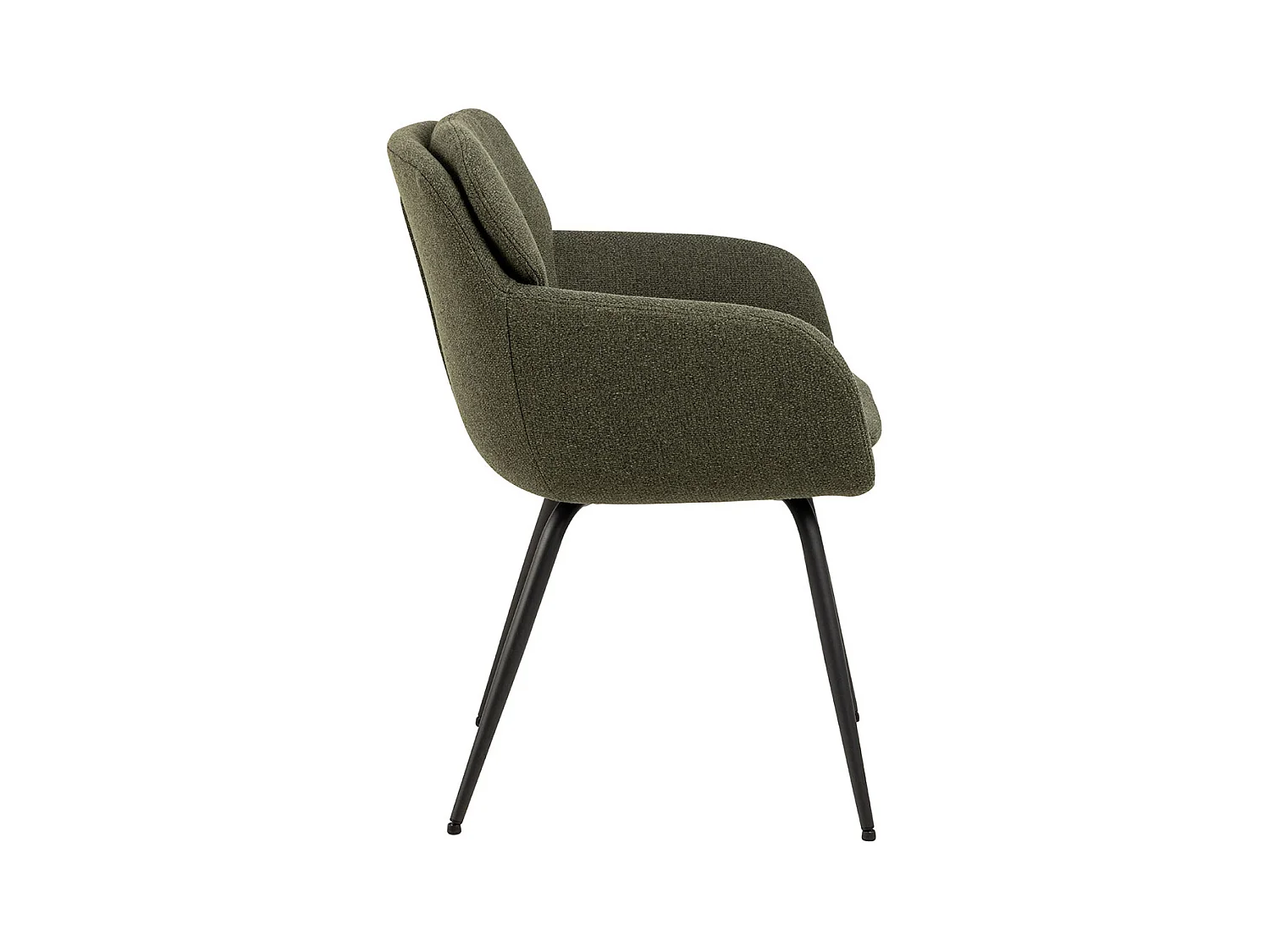 Silla de comedor Dora con reposabrazos tela verde.