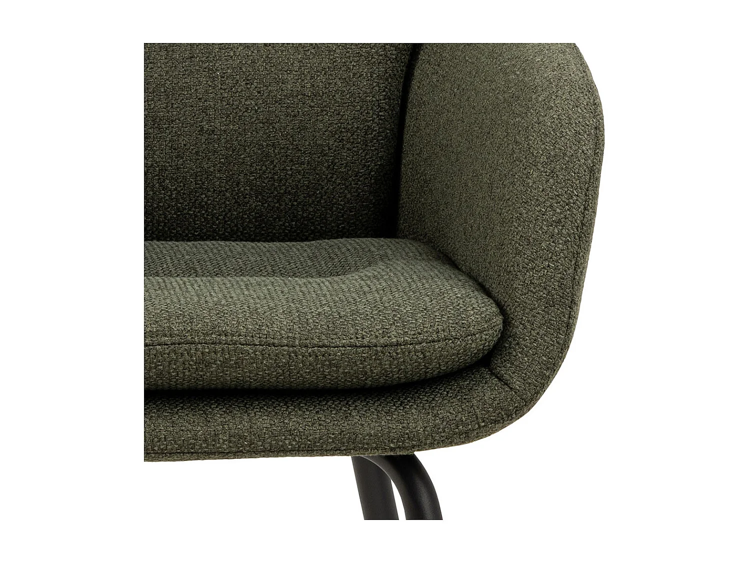 Silla de comedor Dora con reposabrazos tela verde.