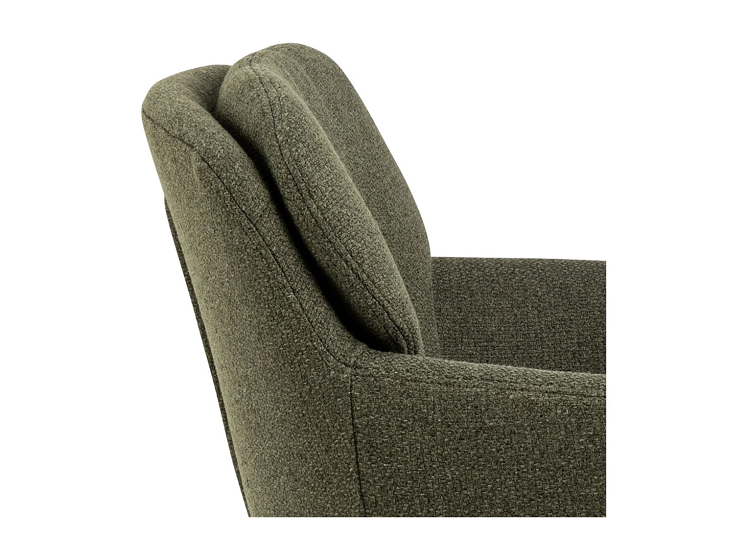 Silla de comedor Dora con reposabrazos tela verde.