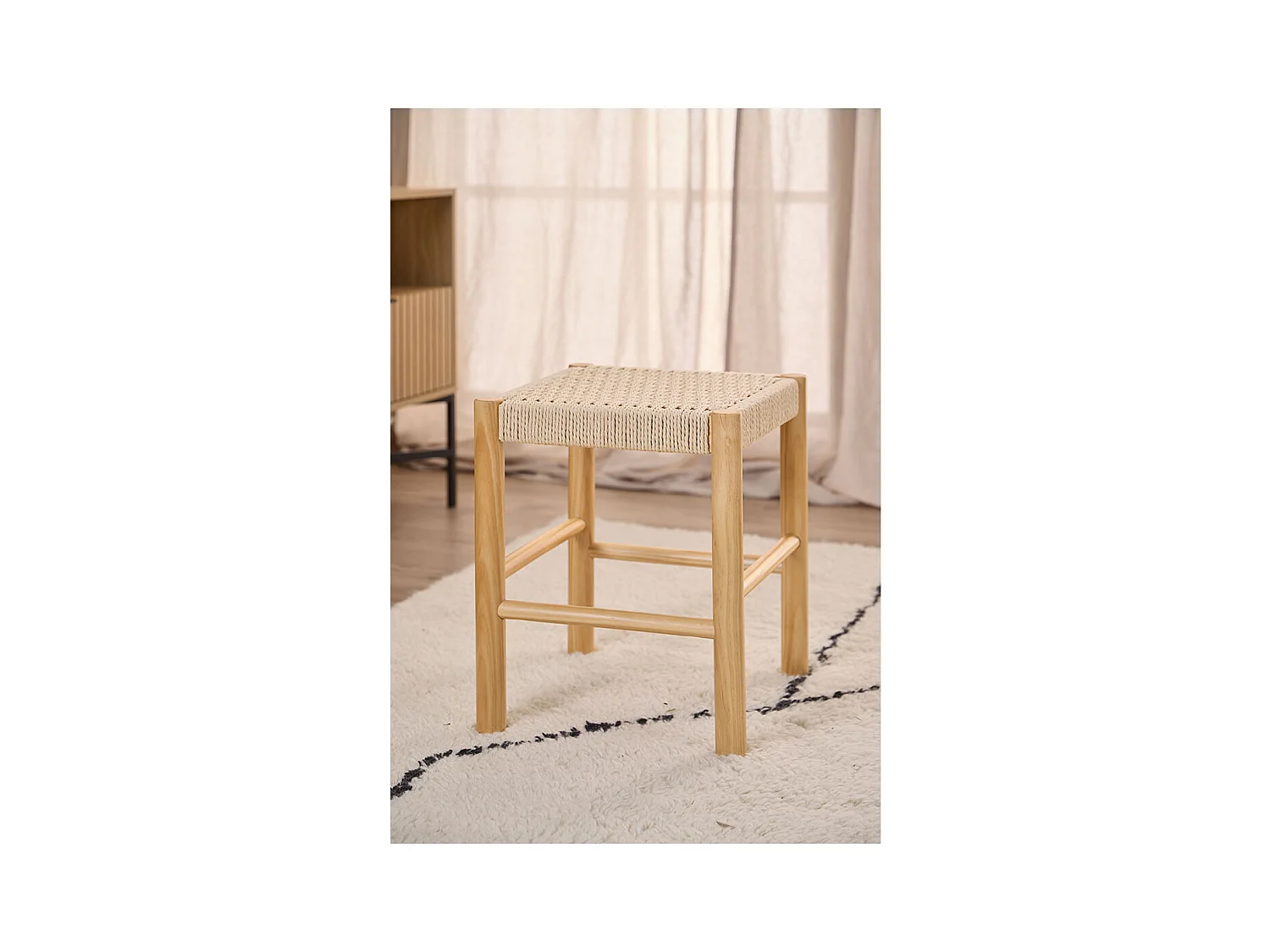 Alvin  pouf bois blanc.