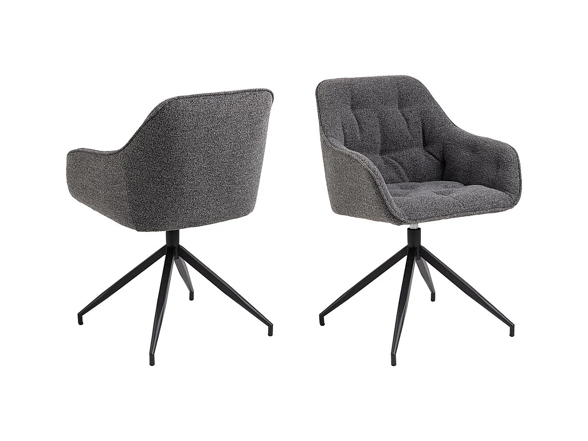 Brasis eetkamerstoel met armleuningen draaifunctie donkergrijs.