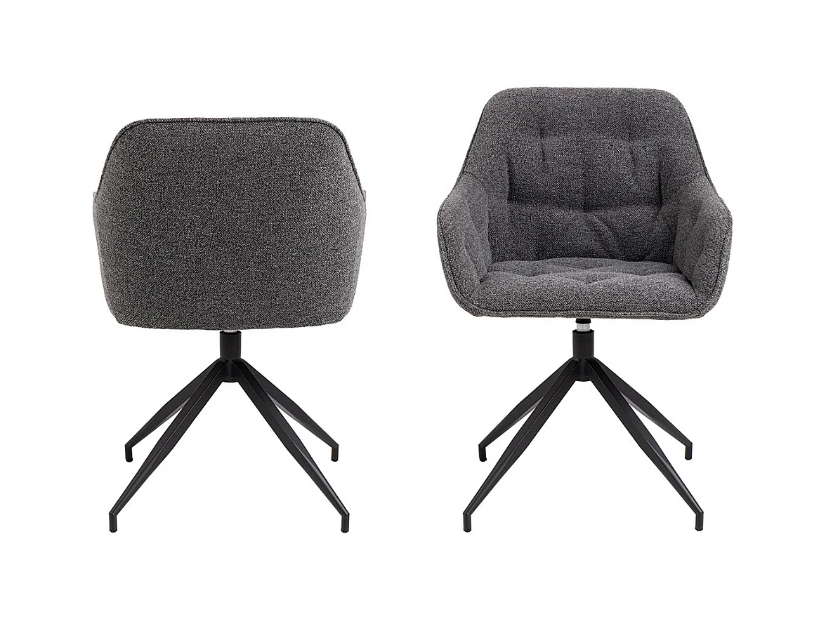 Brasis eetkamerstoel met armleuningen draaifunctie donkergrijs.