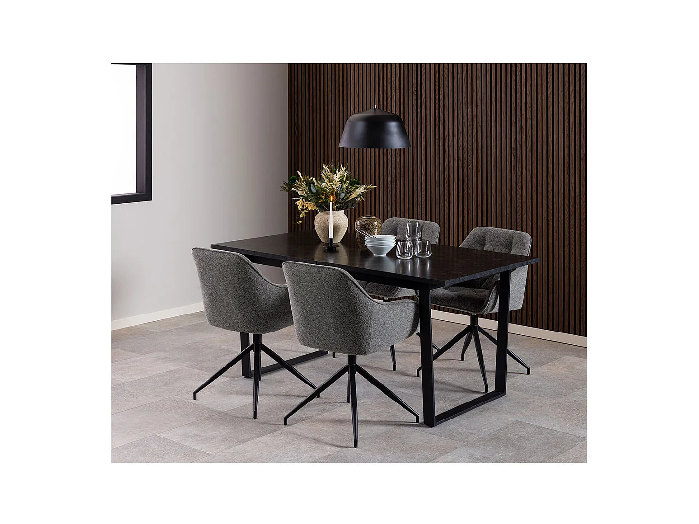 Brasis eetkamerstoel met armleuningen draaifunctie donkergrijs.