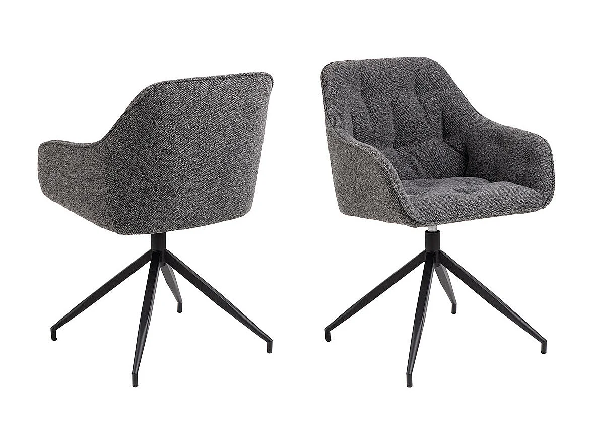 Brasis eetkamerstoel met armleuningen draaifunctie donkergrijs.