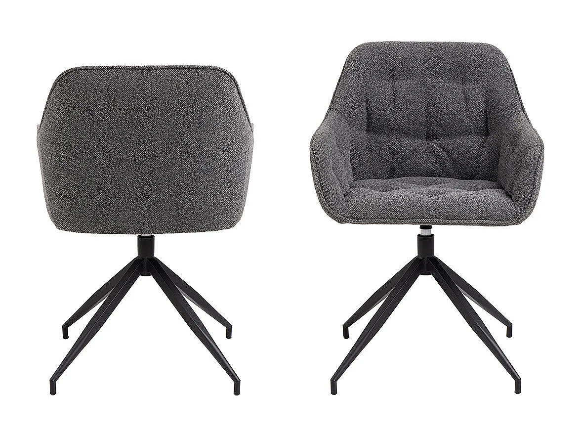 Brasis eetkamerstoel met armleuningen draaifunctie donkergrijs.