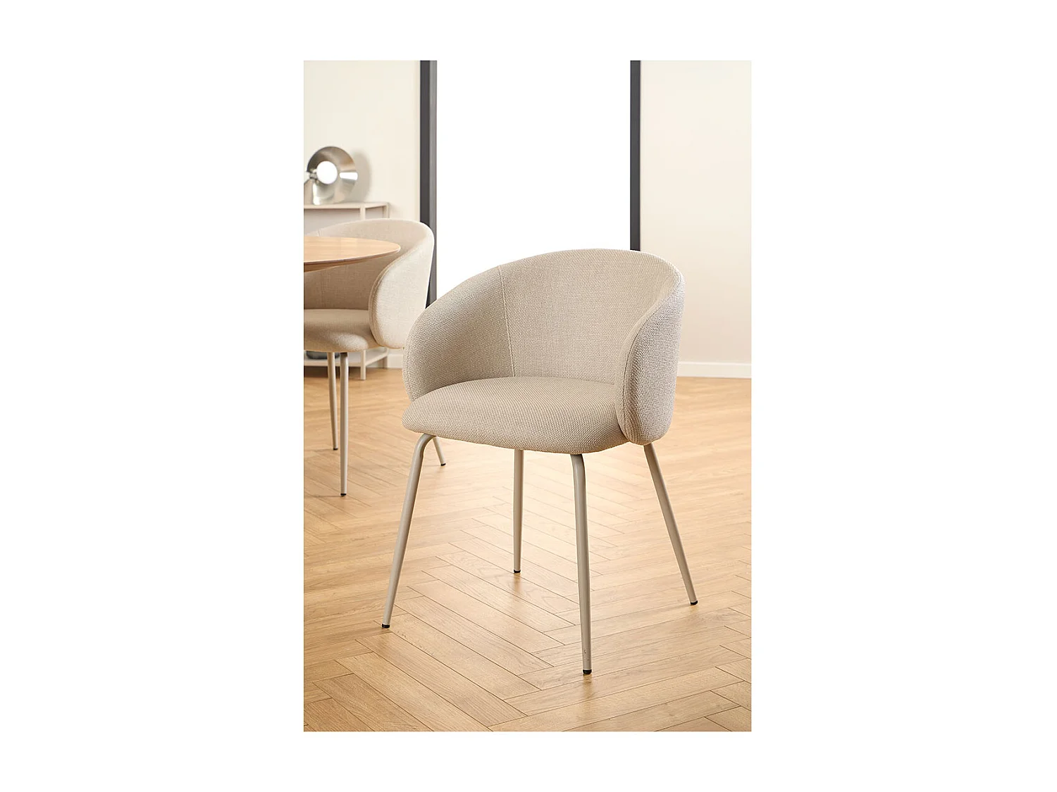 Eleanor Esszimmerstuhl Mit Armlehnen Stoff beige.