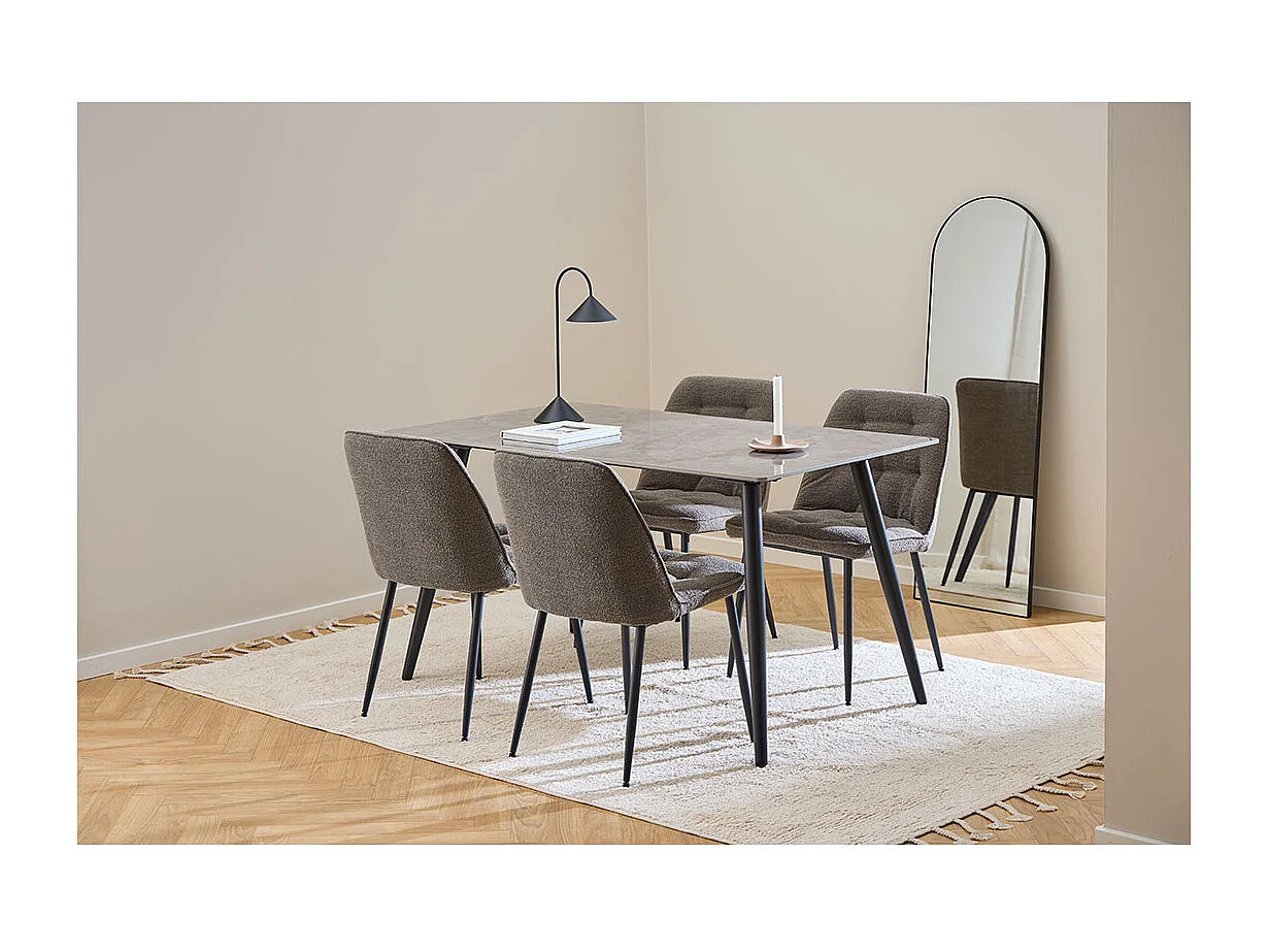 Solara eetkamerstoel bouclé grijs.