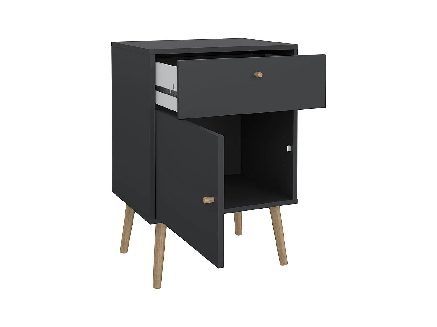 Bodo Nachttisch 1 Tür, 1 Schublade matte grau.