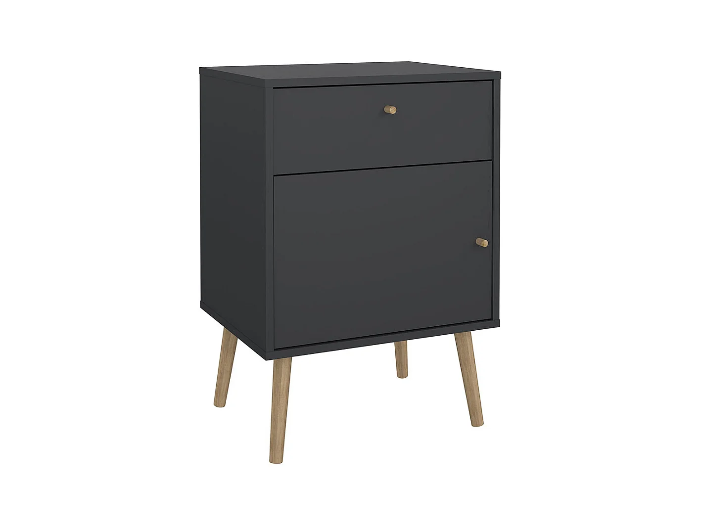 Bodo Nachttisch 1 Tür, 1 Schublade matte grau.