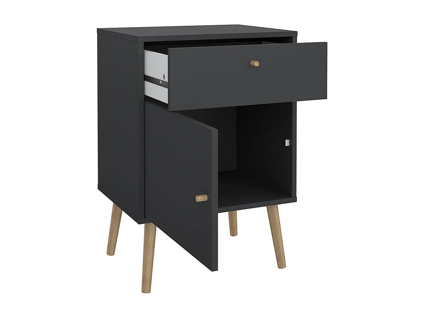 Bodo Nachttisch 1 Tür, 1 Schublade matte grau.