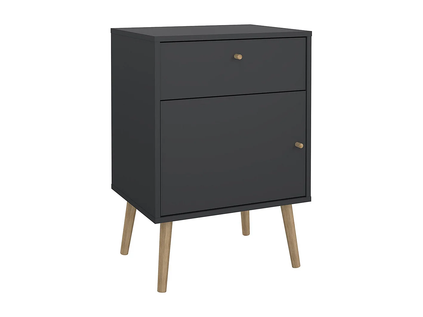 Bodo Nachttisch 1 Tür, 1 Schublade matte grau.