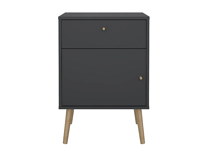 Bodo Nachttisch 1 Tür, 1 Schublade matte grau.