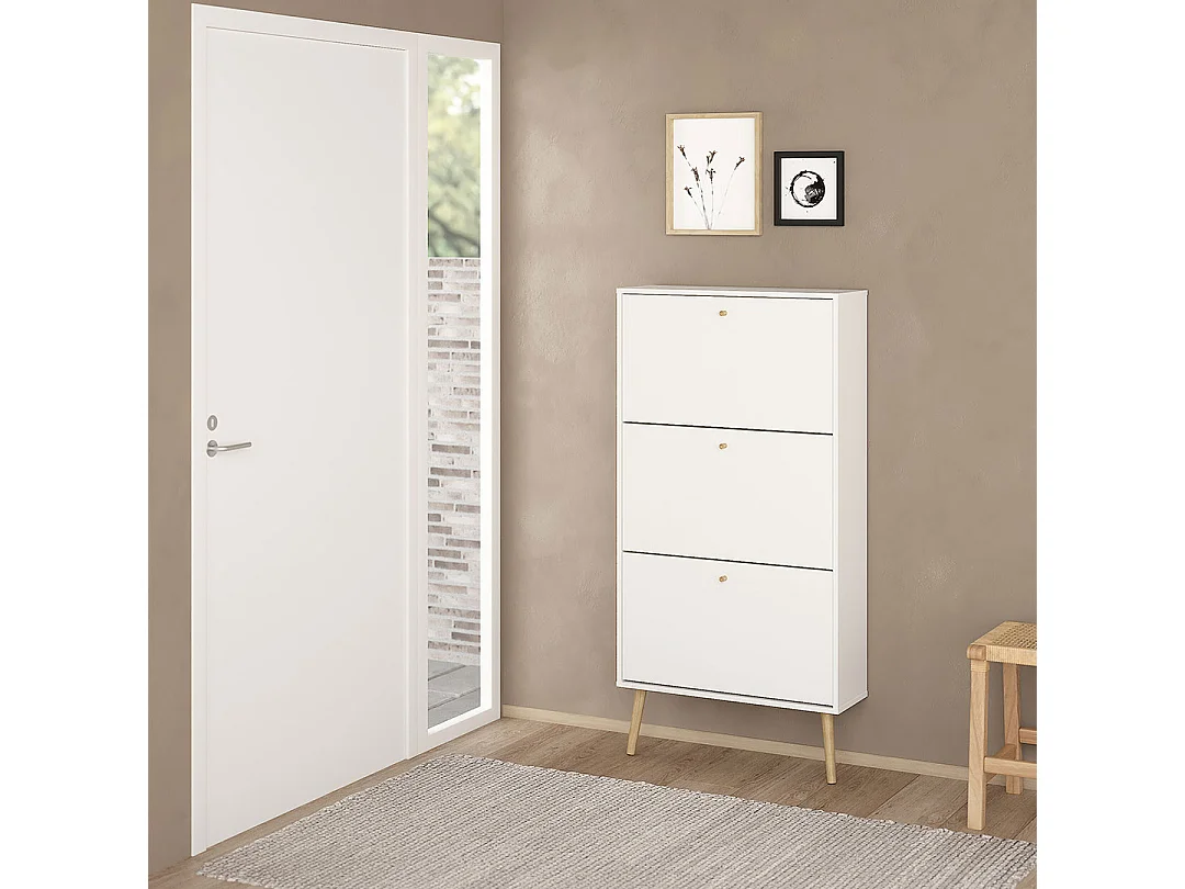 Scarpiera Bodo con 3 ante a soffietto bianca.
