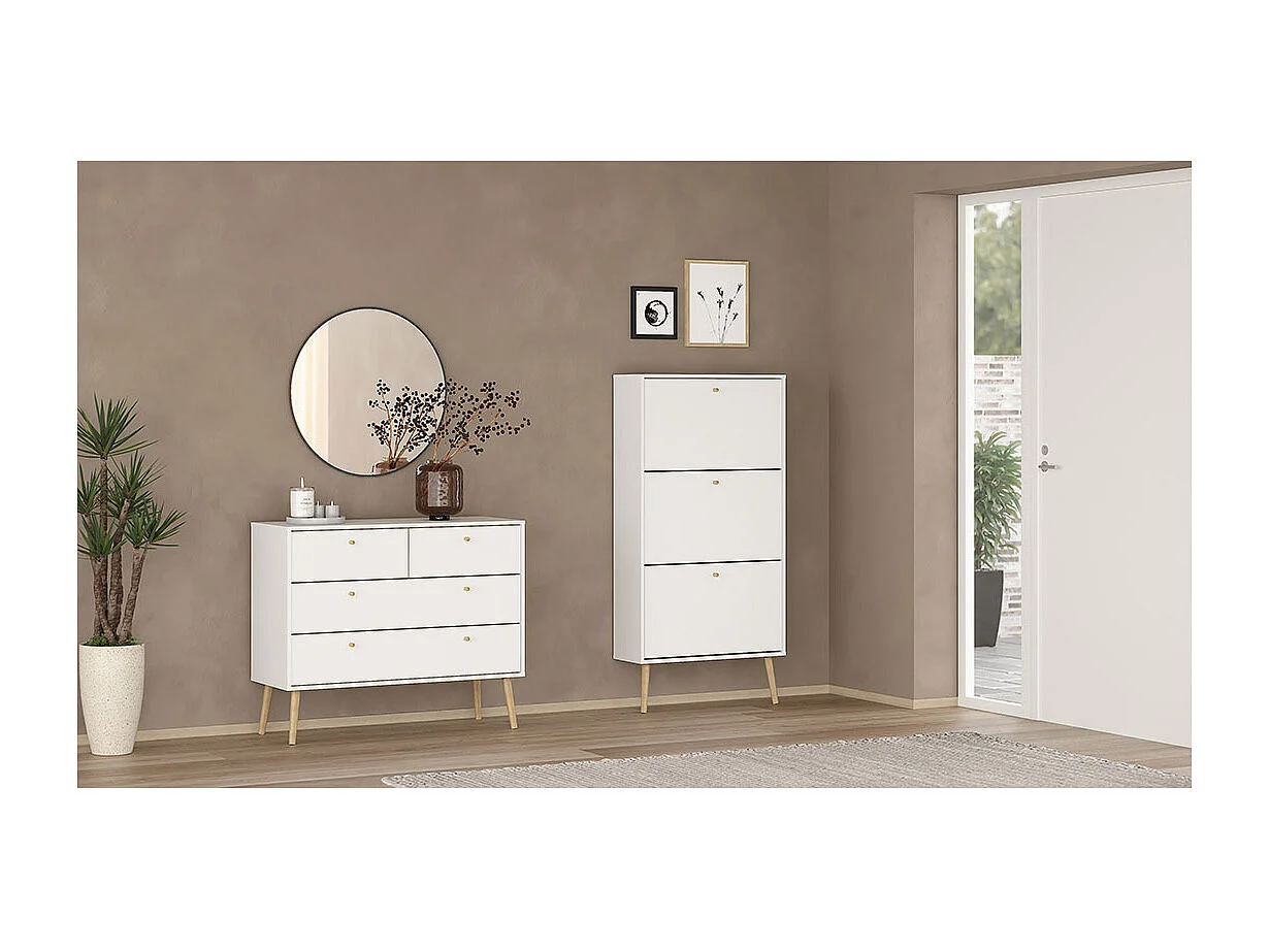 Scarpiera Bodo con 3 ante a soffietto bianca.