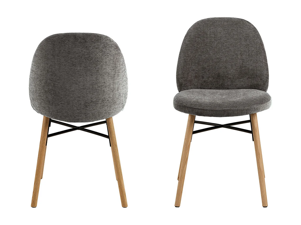 Sedia da pranzo Sophia in ciniglia grigia.