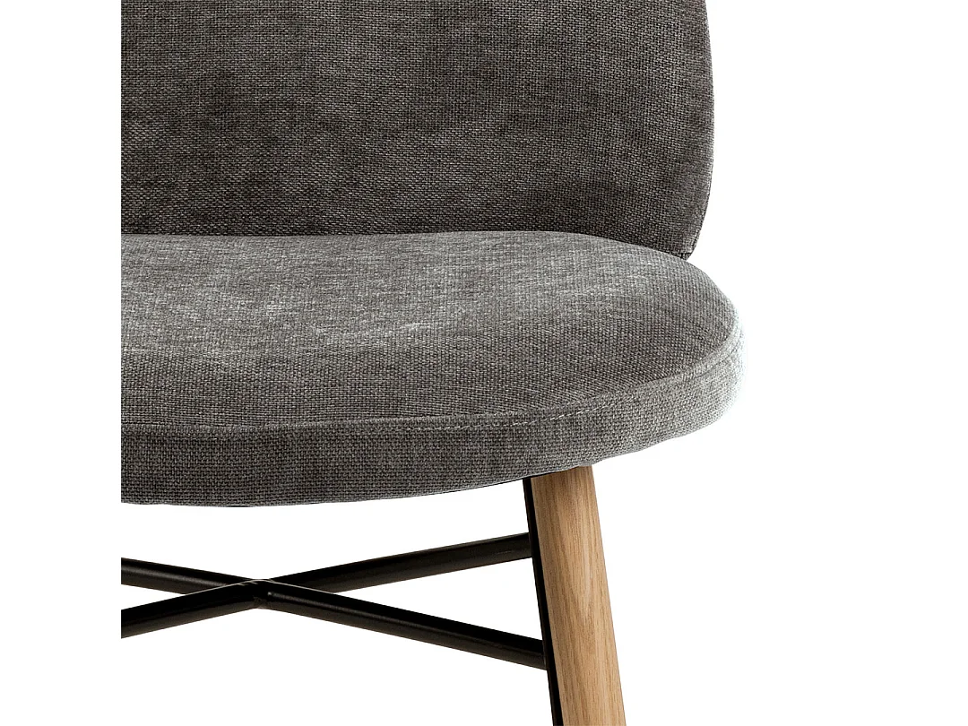 Sedia da pranzo Sophia in ciniglia grigia.