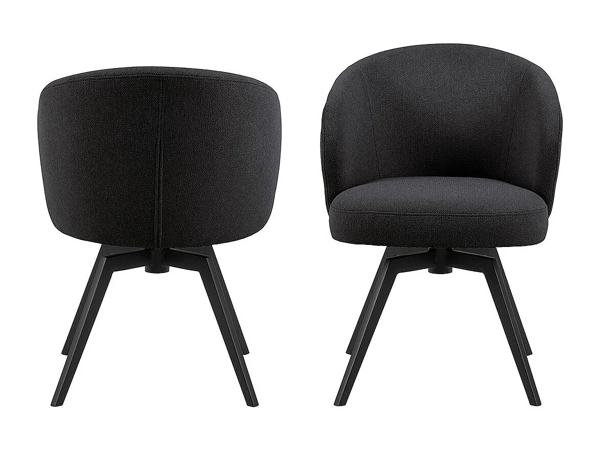 Sedia da pranzo Darlene con braccioli in tessuto grigio.