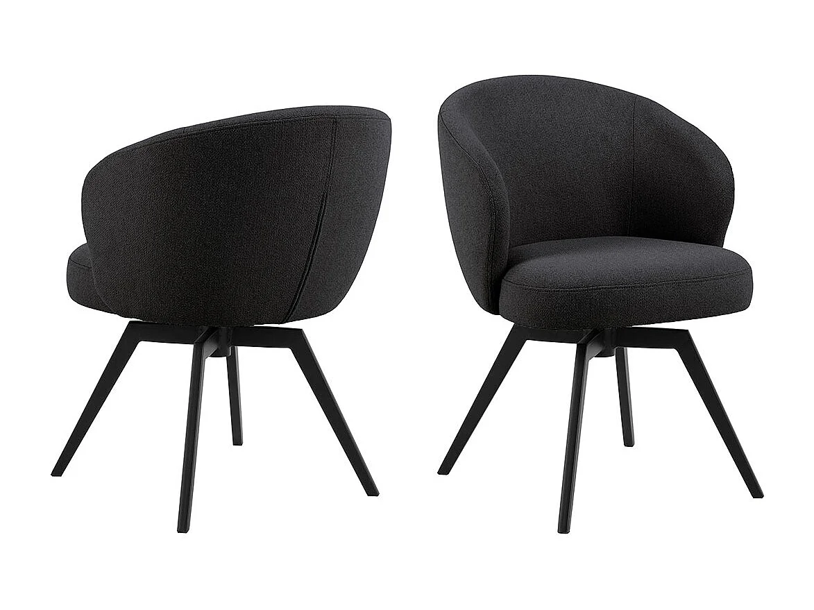 Sedia da pranzo Darlene con braccioli in tessuto grigio.